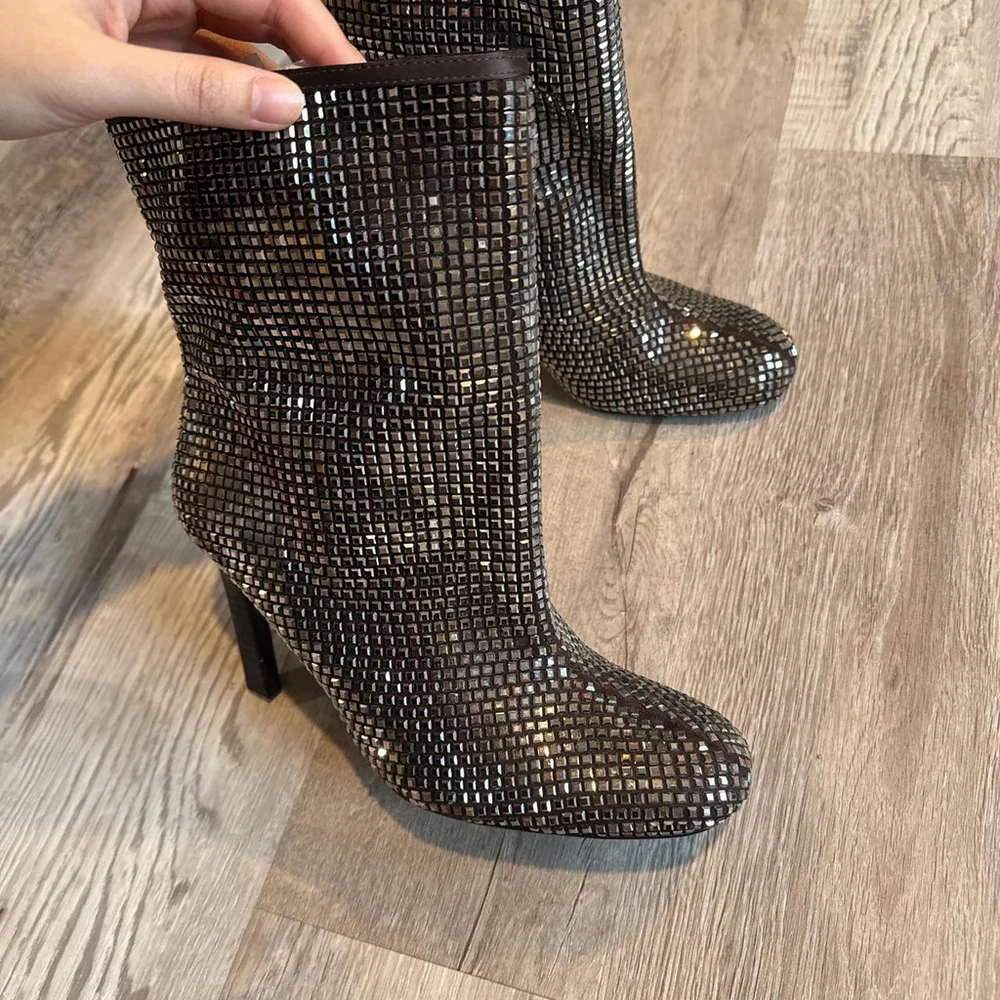 ZARA ZARA RHINESTONE HEELED ANKLE BOOTS - SIZE 8 or 38 - Picture 4 of 8